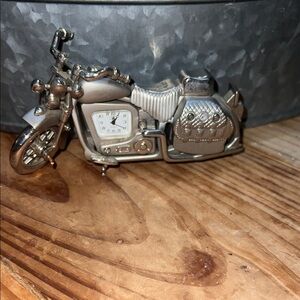 Silver Motorcycle Clock Home Decor